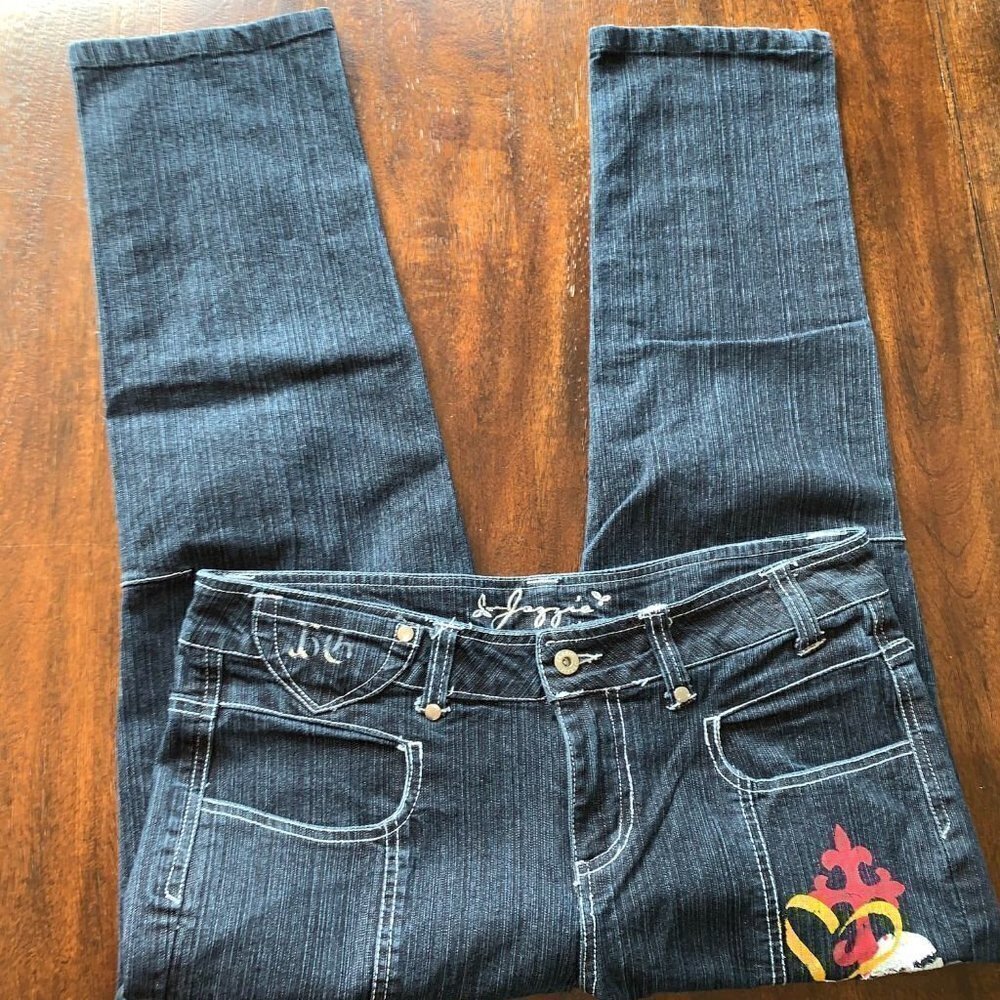 Jazzie Juniors Women Stretch Crop Jeans Graffiti - Picture 2 of 11
